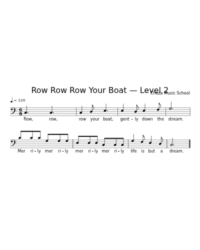 Row Row Row Your Boat — Level 2 sheet music preview