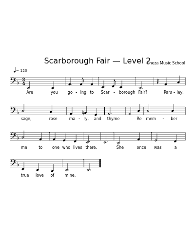 Scarborough Fair — Level 2 sheet music preview