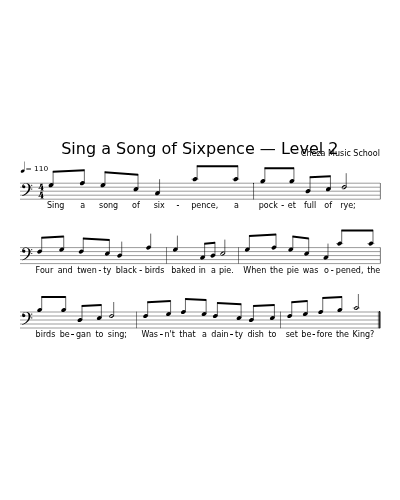 Sing a Song of Sixpence — Level 2 sheet music preview