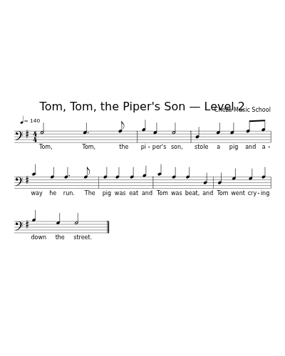 Tom, Tom, the Piper's Son — Level 2