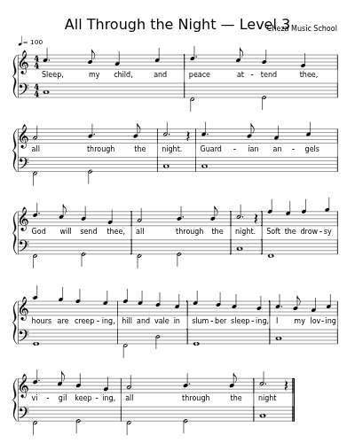 All Through the Night — Level 3 sheet music preview