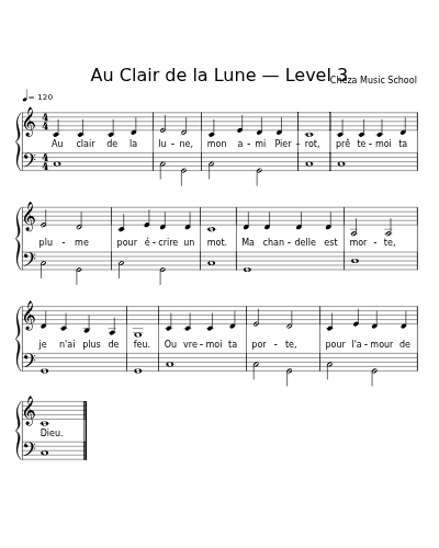 Au Clair de la Lune — Level 3