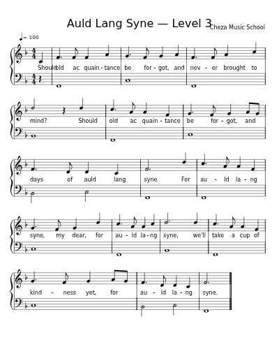 Auld Lang Syne — Level 3 sheet music preview