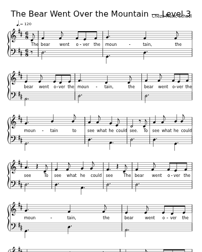 The Bear Went Over the Mountain — Level 3 sheet music preview
