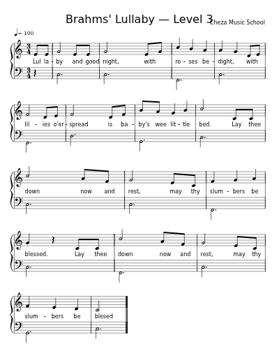 Brahms' Lullaby — Level 3 sheet music preview