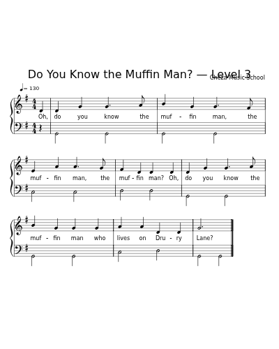 Do You Know the Muffin Man? — Level 3 sheet music preview