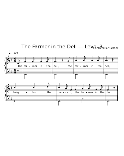 The Farmer in the Dell — Level 3 sheet music preview