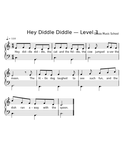 Hey Diddle Diddle — Level 3 sheet music preview