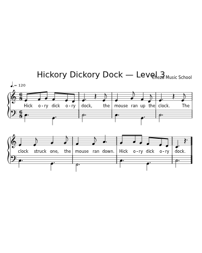 Hickory Dickory Dock — Level 3 sheet music preview