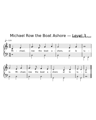 Michael Row the Boat Ashore — Level 3 sheet music preview