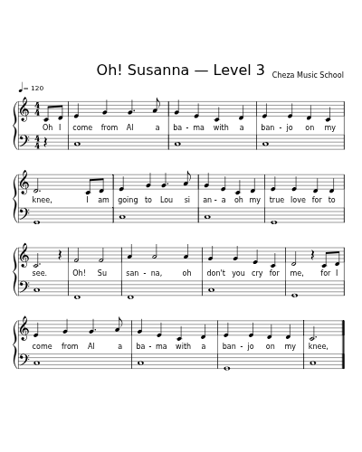Oh! Susanna — Level 3 sheet music preview