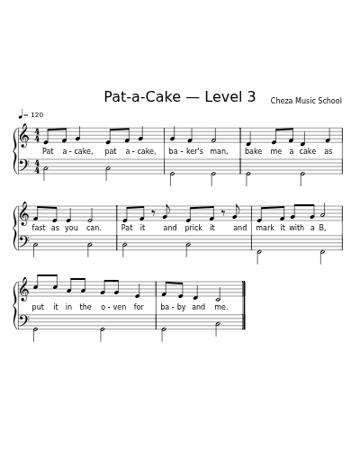 Pat-a-Cake — Level 3 sheet music preview