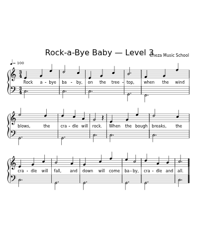 Rock-a-Bye Baby — Level 3 sheet music preview