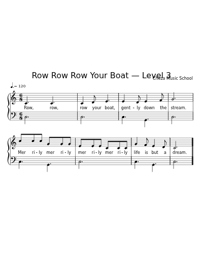 Row Row Row Your Boat — Level 3 sheet music preview