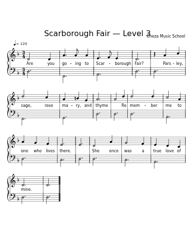 Scarborough Fair — Level 3 sheet music preview