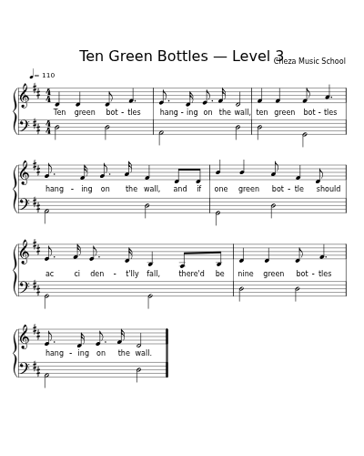 Ten Green Bottles — Level 3 sheet music preview