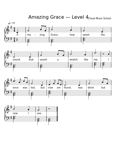 Amazing Grace — Level 4 sheet music preview