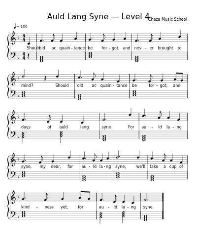 Auld Lang Syne — Level 4 sheet music preview