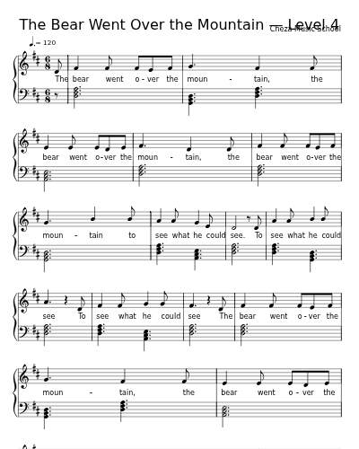 The Bear Went Over the Mountain — Level 4 sheet music preview