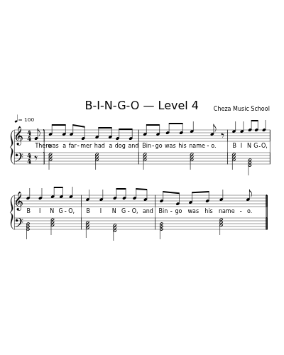B-I-N-G-O — Level 4 sheet music preview