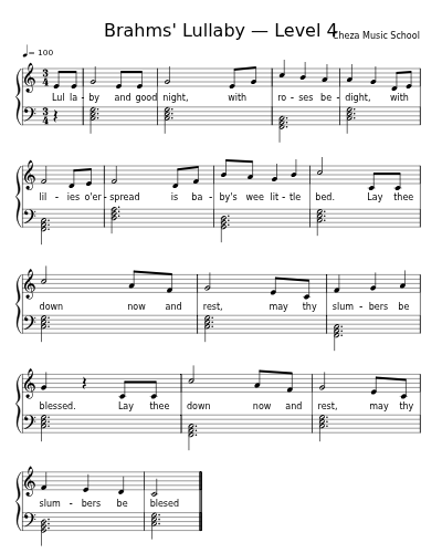 Brahms' Lullaby — Level 4 sheet music preview
