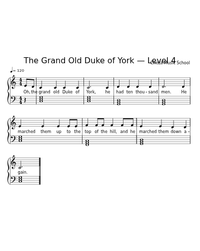 The Grand Old Duke of York — Level 4 sheet music preview