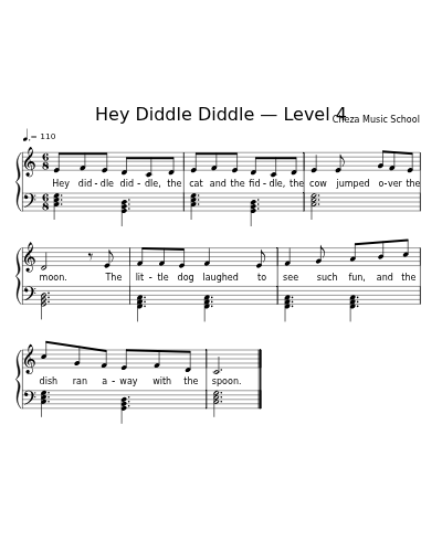 Hey Diddle Diddle — Level 4 sheet music preview