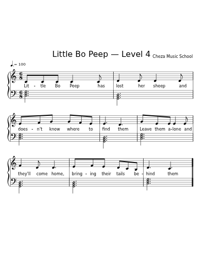 Little Bo Peep — Level 4 sheet music preview