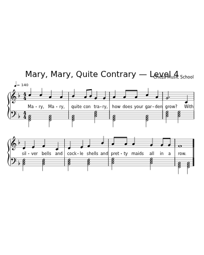 Mary, Mary, Quite Contrary — Level 4 sheet music preview