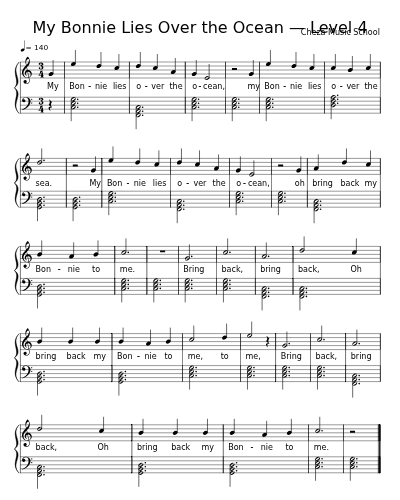 My Bonnie Lies Over the Ocean — Level 4