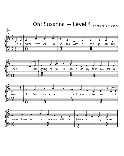 Oh! Susanna — Level 4 sheet music preview