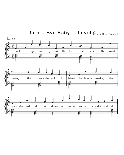 Rock-a-Bye Baby — Level 4 sheet music preview
