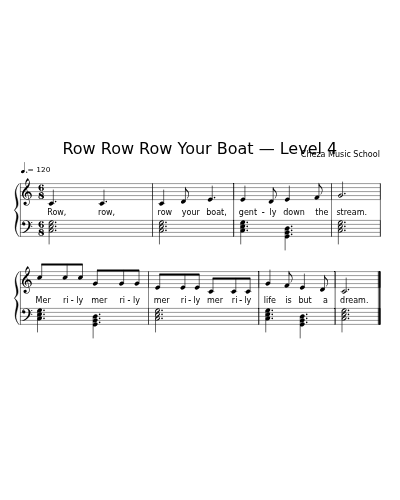 Row Row Row Your Boat — Level 4 sheet music preview