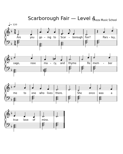 Scarborough Fair — Level 4 sheet music preview