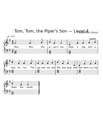Tom, Tom, the Piper's Son — Level 4