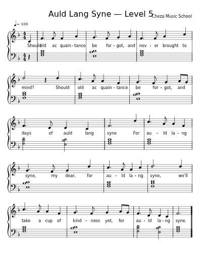 Auld Lang Syne — Level 5 sheet music preview