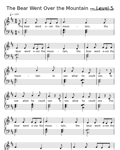 The Bear Went Over the Mountain — Level 5 sheet music preview