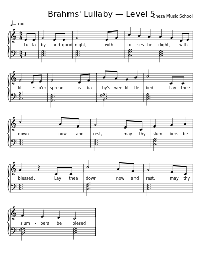 Brahms' Lullaby — Level 5 sheet music preview