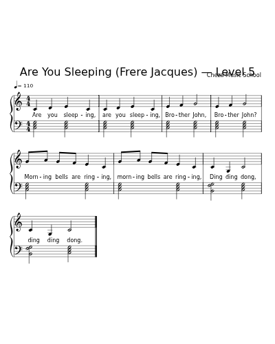 Are You Sleeping (Frere Jacques) — Level 5 sheet music preview