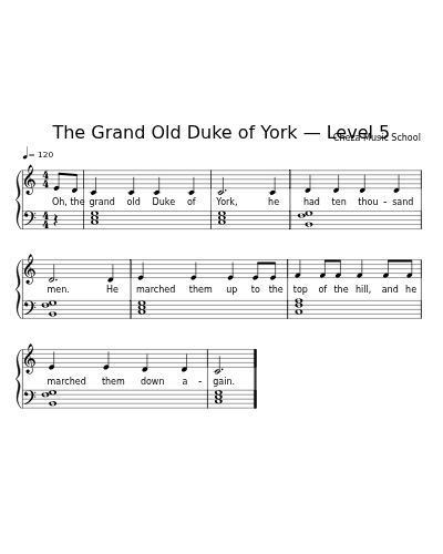 The Grand Old Duke of York — Level 5 sheet music preview