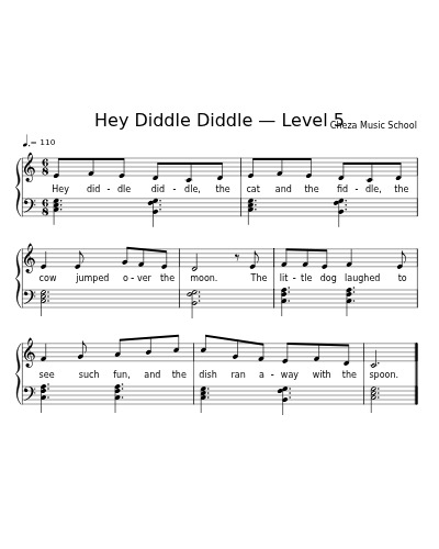 Hey Diddle Diddle — Level 5 sheet music preview