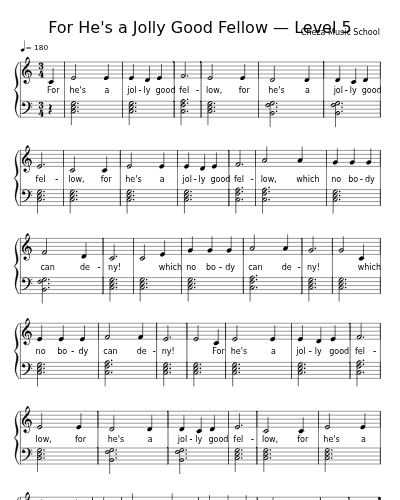 For He's a Jolly Good Fellow — Level 5 sheet music preview