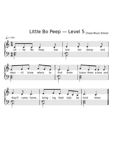 Little Bo Peep — Level 5 sheet music preview