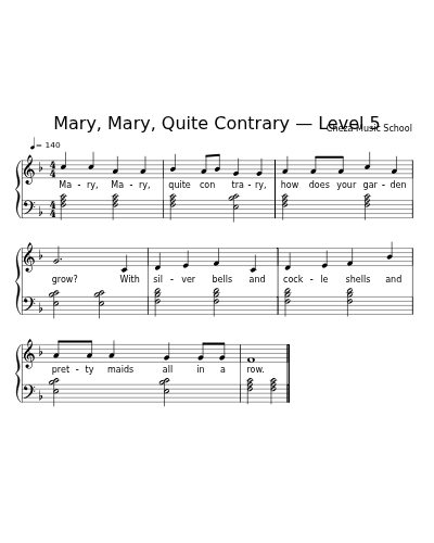 Mary, Mary, Quite Contrary — Level 5 sheet music preview
