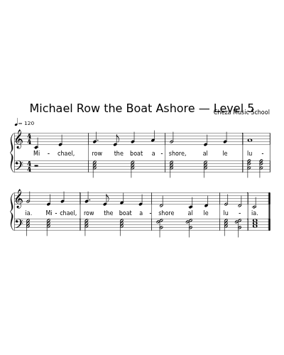 Michael Row the Boat Ashore — Level 5 sheet music preview