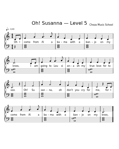 Oh! Susanna — Level 5 sheet music preview