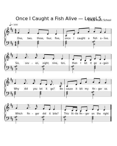 Once I Caught a Fish Alive — Level 5 sheet music preview