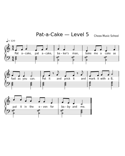 Pat-a-Cake — Level 5 sheet music preview
