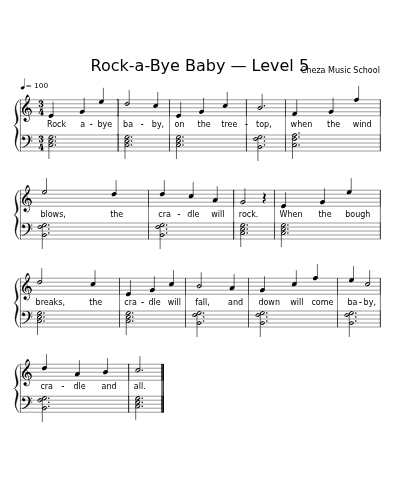 Rock-a-Bye Baby — Level 5 sheet music preview