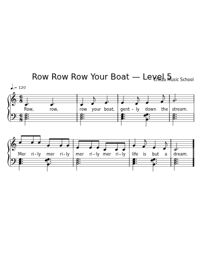 Row Row Row Your Boat — Level 5 sheet music preview